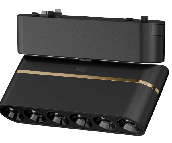 Ultra thin magnetic track rotatable grille light