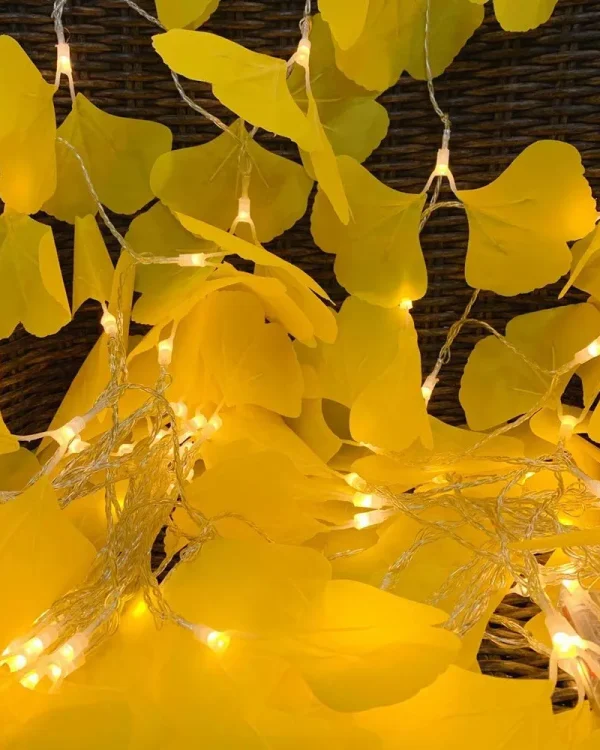 Artificial ginkgo leaves led decorative string light