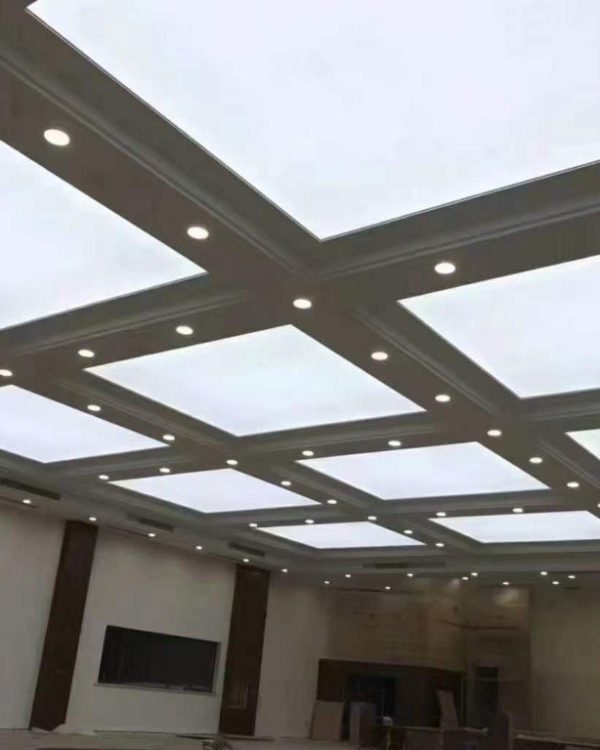 White plain stretch fabric ceiling light