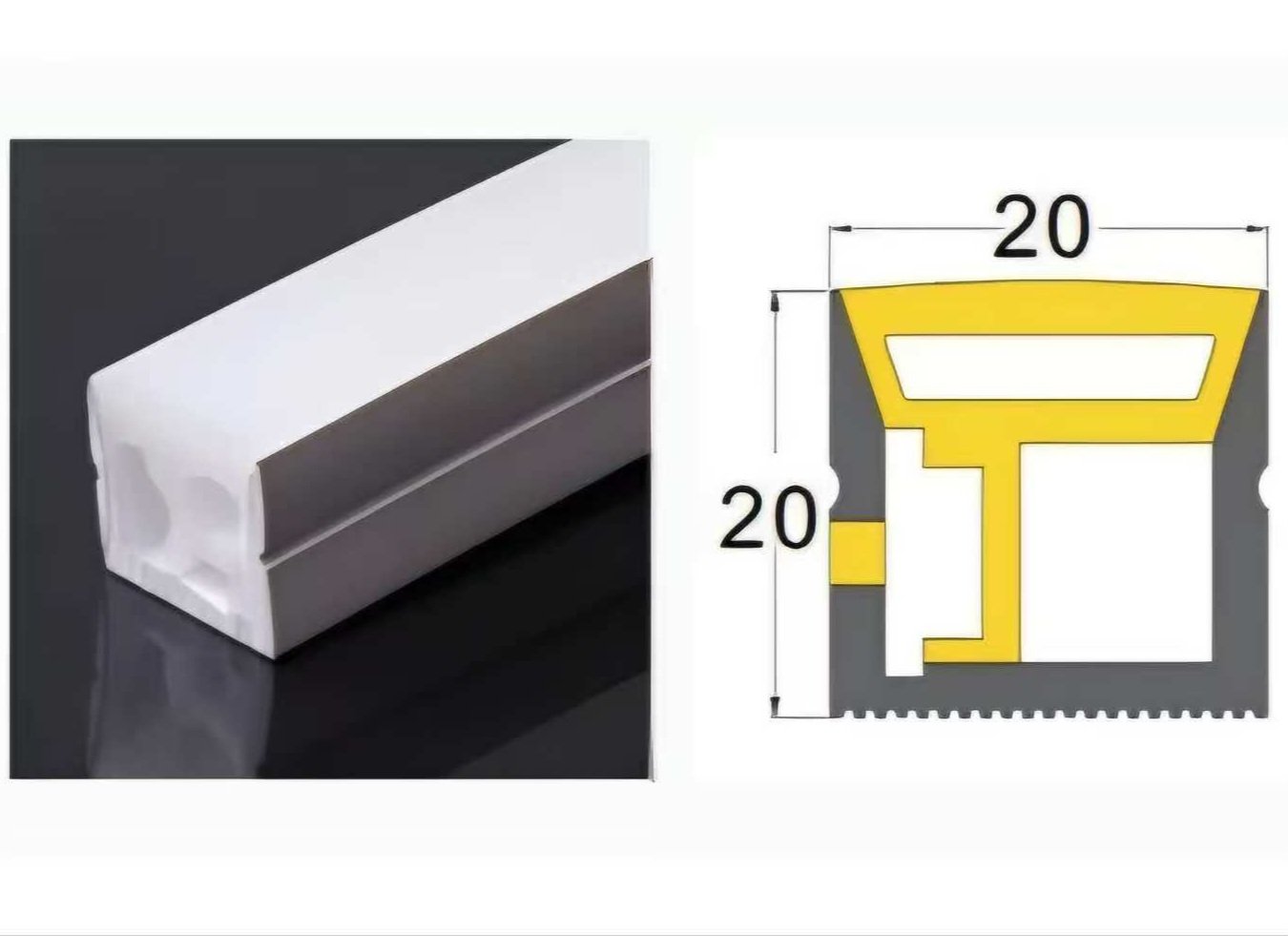 Floor recessed silicon profile 2020mm — Outdoor lighting in Islamabad | Voltedge Lighting